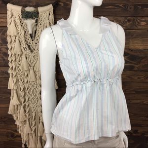 Belle Sky | Striped Pastel‎ Bow Ruffle Peplum